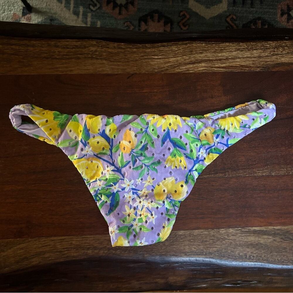 FARM RIO Lemon Dream Low Rise Bikini Bottom Swim‎ Bathing Suit Floral NEW Size L - Picture 5 of 7
